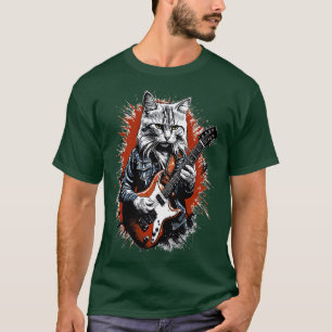 Camiseta Rock Cat Tocando Violão Engraçado Violão Gato (18)