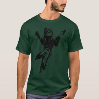 Camiseta Rock Cat Tocando Violão Engraçado Violão Gato (31)