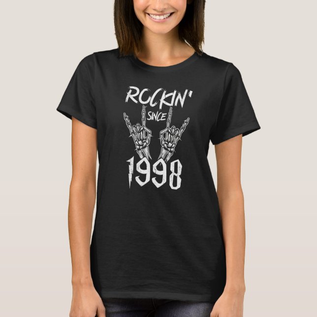 Camiseta Rock Clássico 1998 Birthday Rocker Desde 1 (Frente)