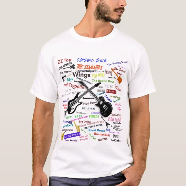 Camiseta Rock Clássico - os Anos setenta! (Frente)