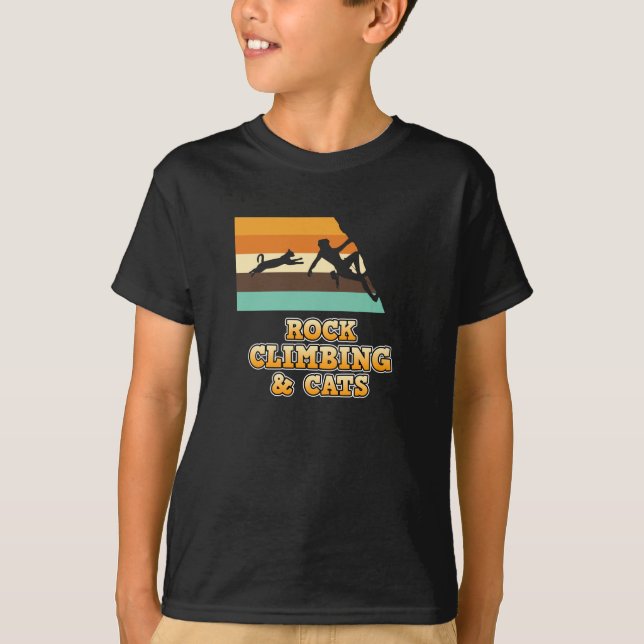 Camiseta Rock Climbing And Cats Mountain Climber Lover Grap (Frente)