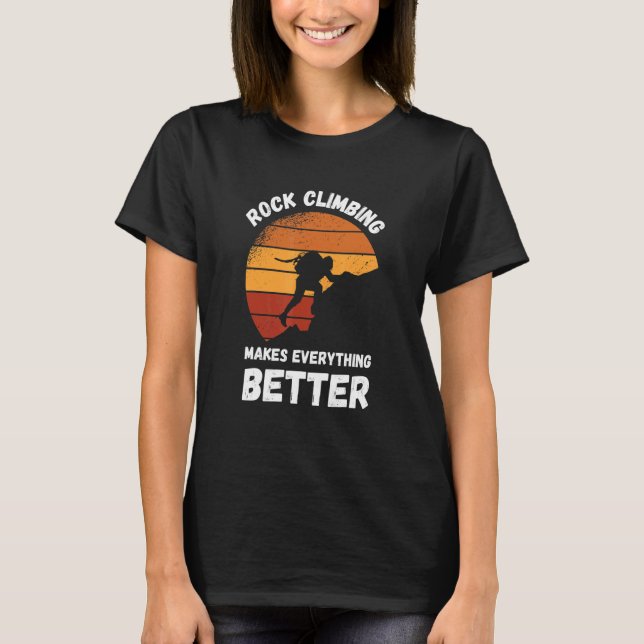 Camiseta Rock Climbing Retro Sunset Makes Everything Better (Frente)