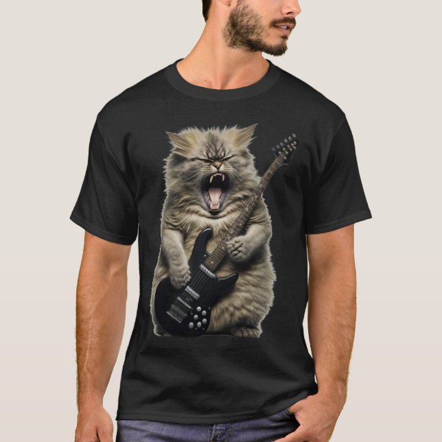 Camiseta Rock de gato de metal pesado (Frente)