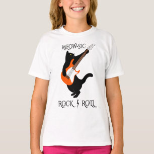 Camiseta ROCK E ROLL MEOWSIC, Presente de Gato de Música, 