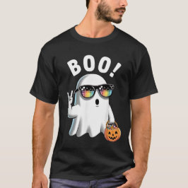 Camiseta Rock Ghost Retro Halloween Pumpkin Funny Boo