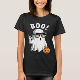 Camiseta Rock Ghost Retro Halloween Pumpkin Funny Boo
