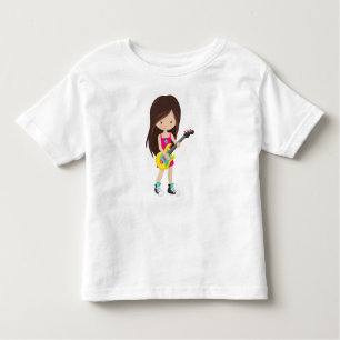 Camiseta Rock Girl, Brown Hair, Guitar Player, Banda, Músic