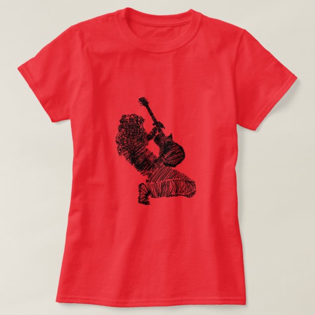 Camiseta Rock Guitar Player Art - (Frente do Design)