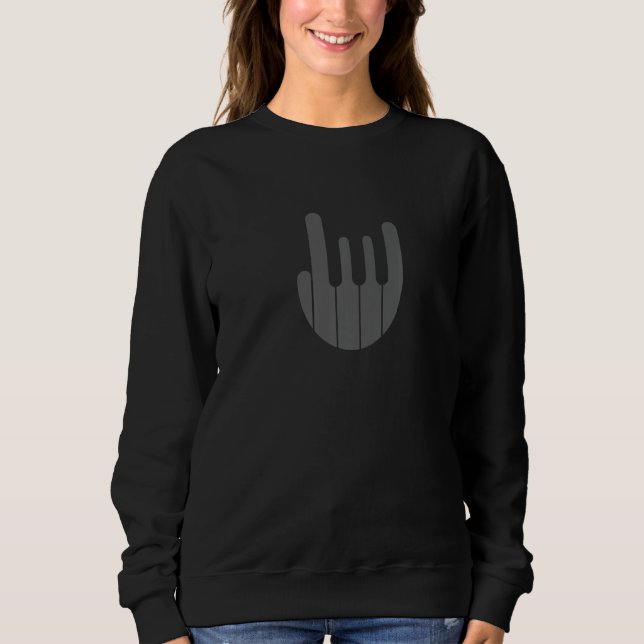 Camiseta Rock Hand Piano Keyboard - Funny Cool Pianist Keyb (Frente)