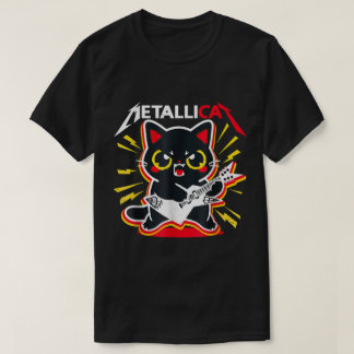 Camiseta Rock Kitty Guitar Player Cute Metal Cat Design