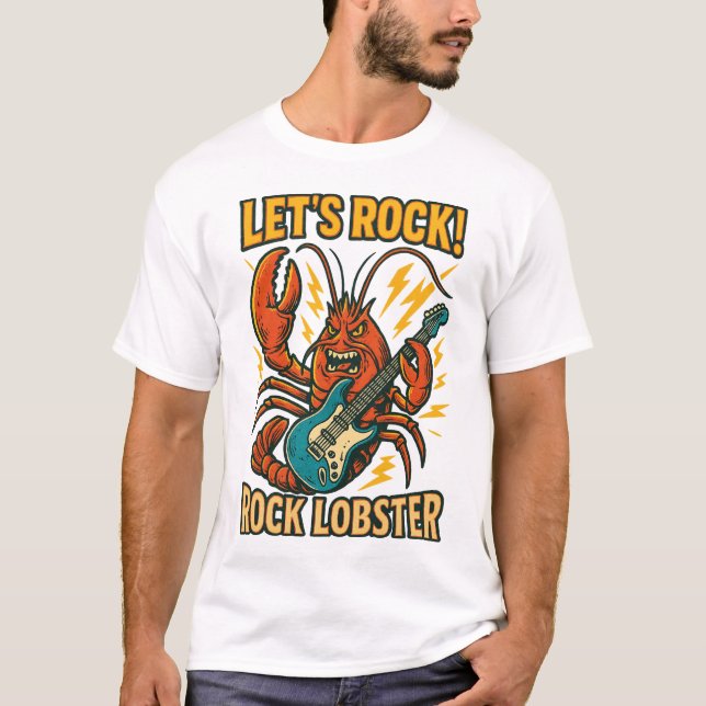 Camiseta Rock Lobster Guitar Cartoon Design (Frente)