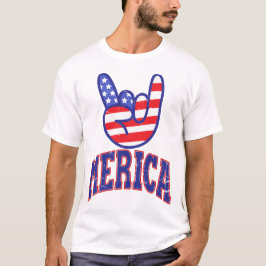 Camiseta Rock Merica Engraçado Eu Amo A América Quarto De J