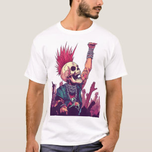 Camiseta Rock N� Caveira � Concerto de Esqueleto Punk Diver