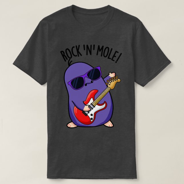 Camiseta Rock N Mole Funny Animal Pun 1 (Frente do Design)