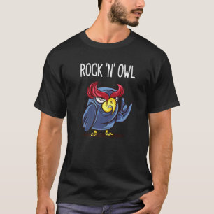 Camiseta Rock N Owl Devil Horns Heavy Metal Music Rock