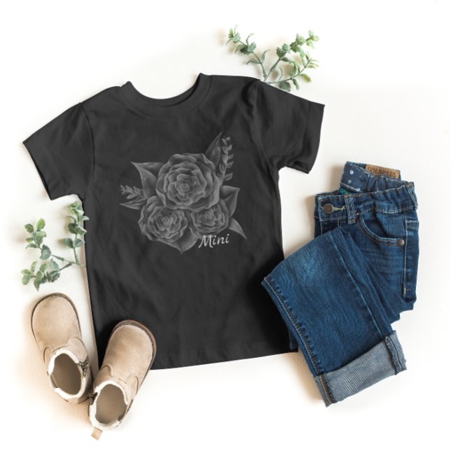 Camiseta Rock n Roll Black Monochromatic Floral - Mini (Criador carregado)