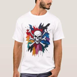 Camiseta Rock 'n' Roll Crânio Mural