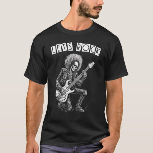 Camiseta Rock N Roll de Metal Pesado Vamos Rock Skeleton G