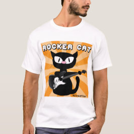 Camiseta ROCK n ROLL Gato Desenho Animado Preto Rocker