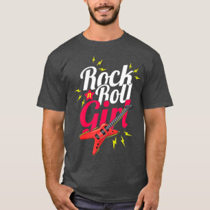 Camiseta Rock N Roll Girl Guitarista Bassista Mulheres Musi