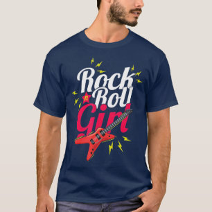 Camiseta Rock N Roll Girl Guitarista Bassista Musicista Roc