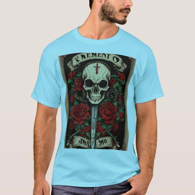 Camiseta Rock 'n' Roll Inferno: Crânio & Chamas Banner Tee. (Frente)