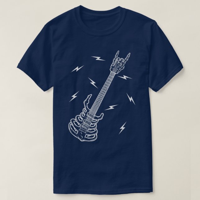 Camiseta Rock n Roll Skeleton Guitar Music Lover Halloween1 (Frente do Design)
