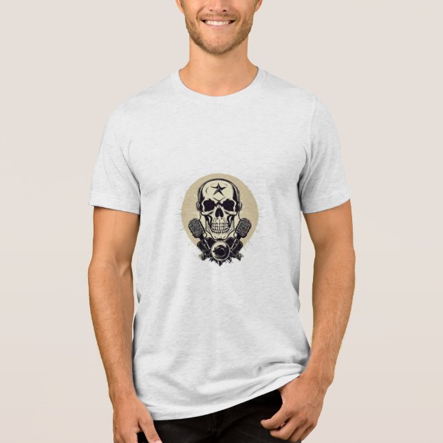 Camiseta Rock 'n' Roll Skull e Mic (Frente)