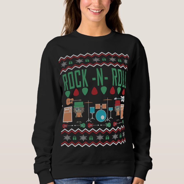 Camiseta Rock n Roll Ugly Christmas Sweater (Frente)