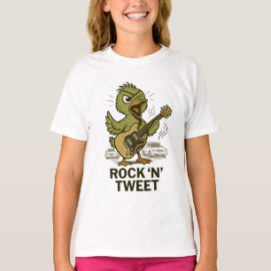 Camiseta "Rock 'n' Tweet" - O pássaro Rockstar