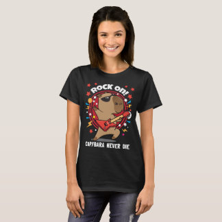 Camiseta Rock On! Capybara Nunca Morre Violão Solo