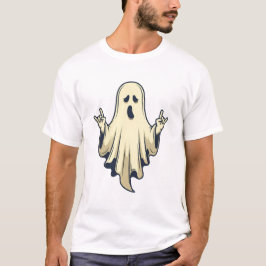 Camiseta Rock On Ghost Halloween Cool Spooky Vibes Design
