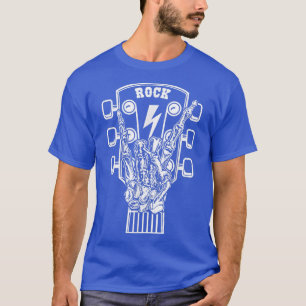 Camiseta Rock On Guitar Neck Banda, Skeleton Rock Ha