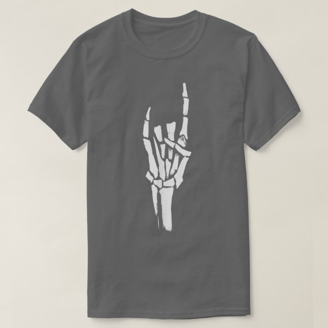 Camiseta Rock On Skeleton Hand  (Frente do Design)