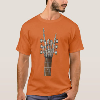 Camiseta Rock On Skeleton Hand Guitar Rock Roll Men Women R