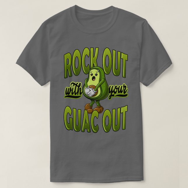 Camiseta Rock Out with your Guac Out Avocado (Frente do Design)