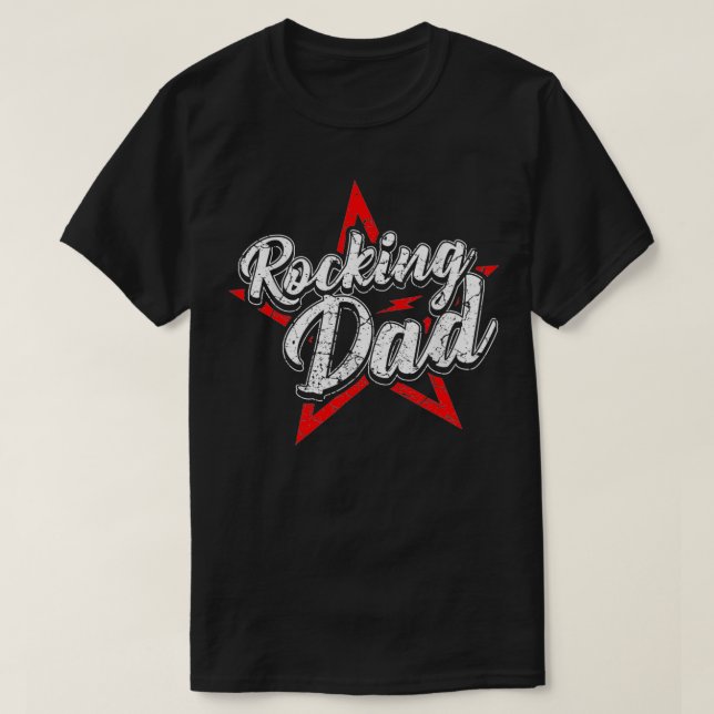 Camiseta Rock Pai Rock and Roll Music Funny Guitar Pai Gi (Frente do Design)