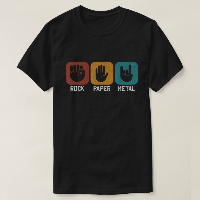 Camiseta Rock Paper Metal Funny Music Lover Shirt (Frente do Design)