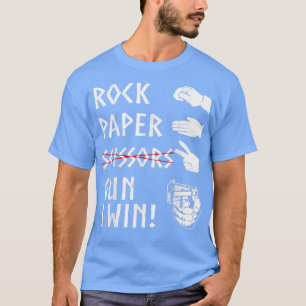 Camiseta Rock Paper Not Scissors Gun Eu Ganho Engraçado Diz