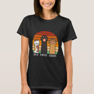Camiseta Rock Paper Tesoura Jogo Kitten Lover Paws Animais