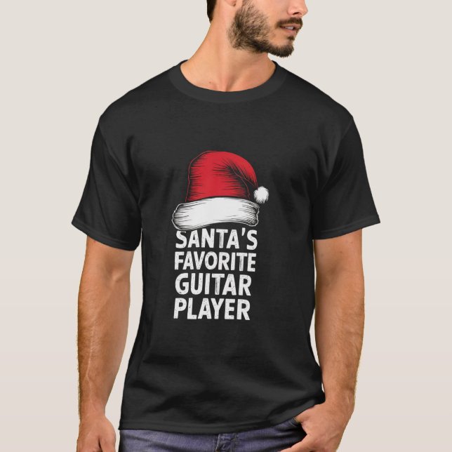 Camiseta Rock Roll Natal - Tambor de Violão Papai Noel (Frente)