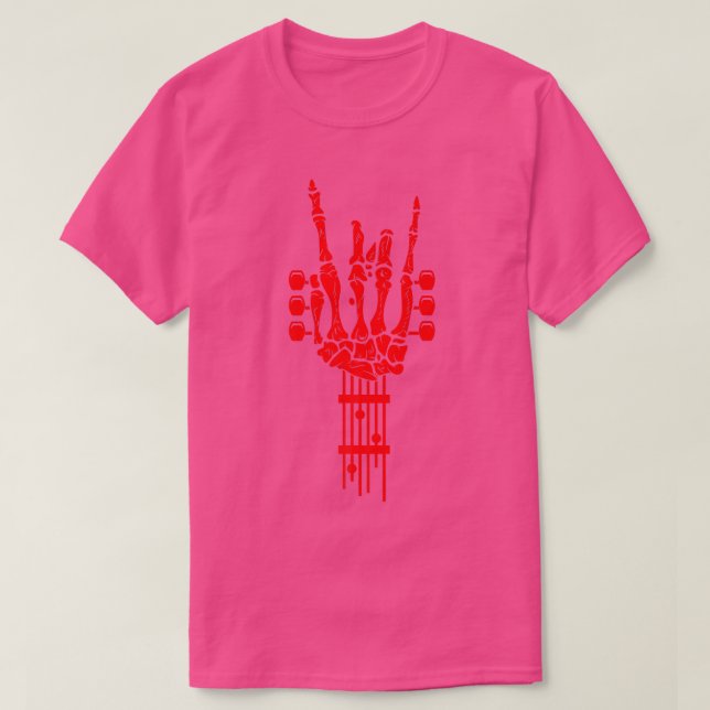 Camiseta Rock & Roll Skeleton Música de Violão  (Frente do Design)