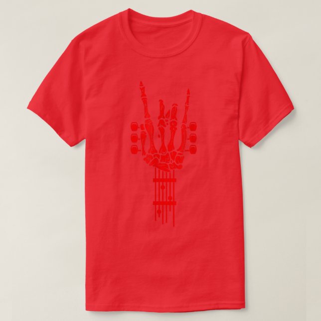 Camiseta Rock & Roll Skeleton Música de Violão (Frente do Design)