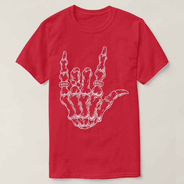 Camiseta Rock & Roll Skeleton Musical Lover Rockstar T (Frente do Design)