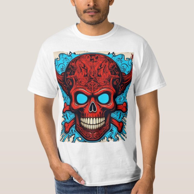 Camiseta Rock & Roll Skull - 👕 espiritual do rebelde do Et (Frente)