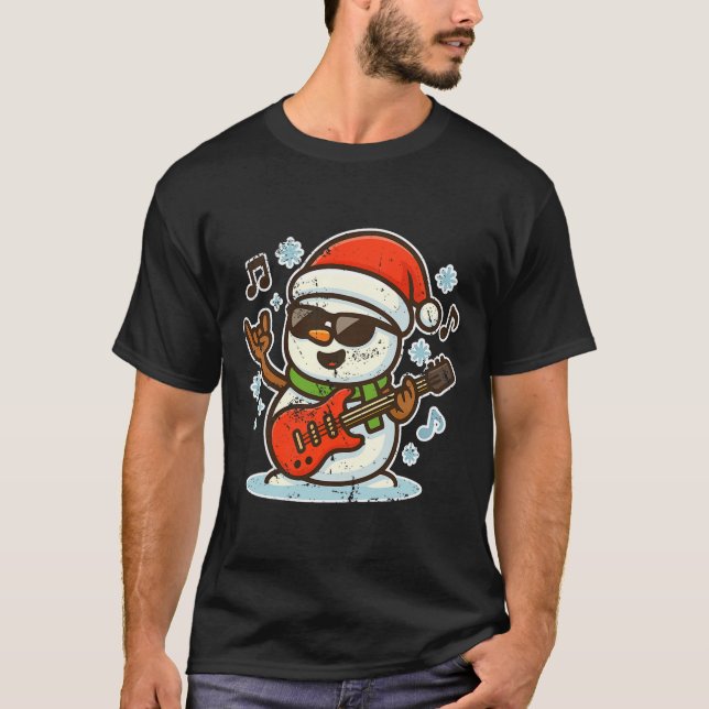 Camiseta Rock Snowman With Guitar Premium Tri-blend  (Frente)