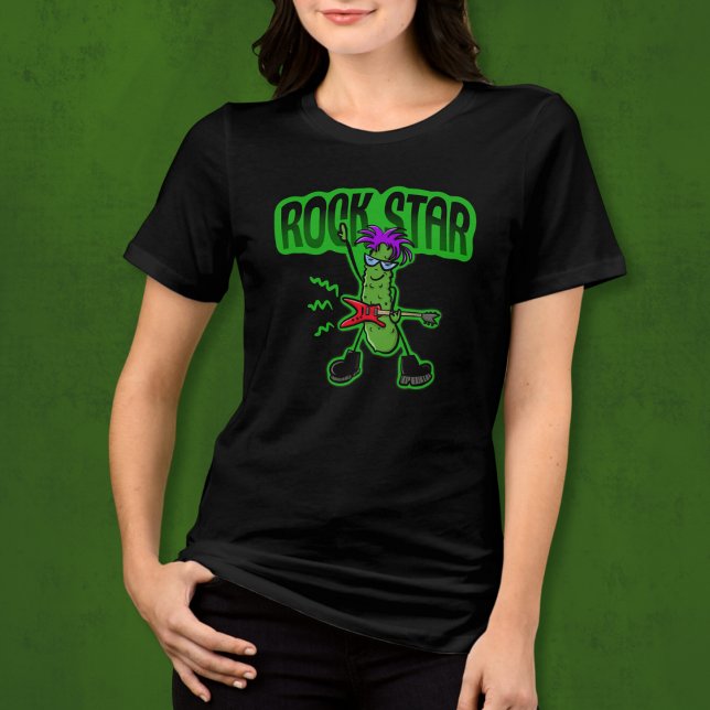 Camiseta Rock Star Pickle - Cartoon Engraçado (Criador carregado)