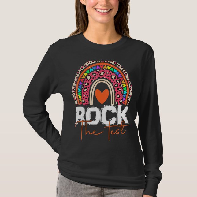 Camiseta Rock The Test Day Professora Rainbow Leopard Tes (Frente)