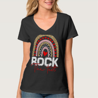 Camiseta Rock The Test Day Professora Rainbow Leopard Tes
