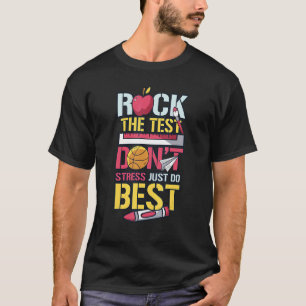 Camiseta Rock the test Don't Stress Simplesmente faça o seu